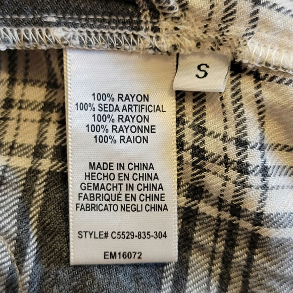 Anthropologie Cloth & Stone Plaid Romper Relaxed Fit Soft Casual Gray White S - Picture 12 of 14